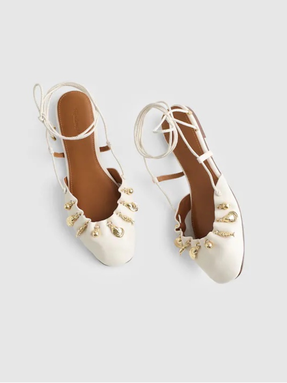 Madewell Madewell x Shopbop Greta Ruched Ankle-Tie Flat in Leather OA195